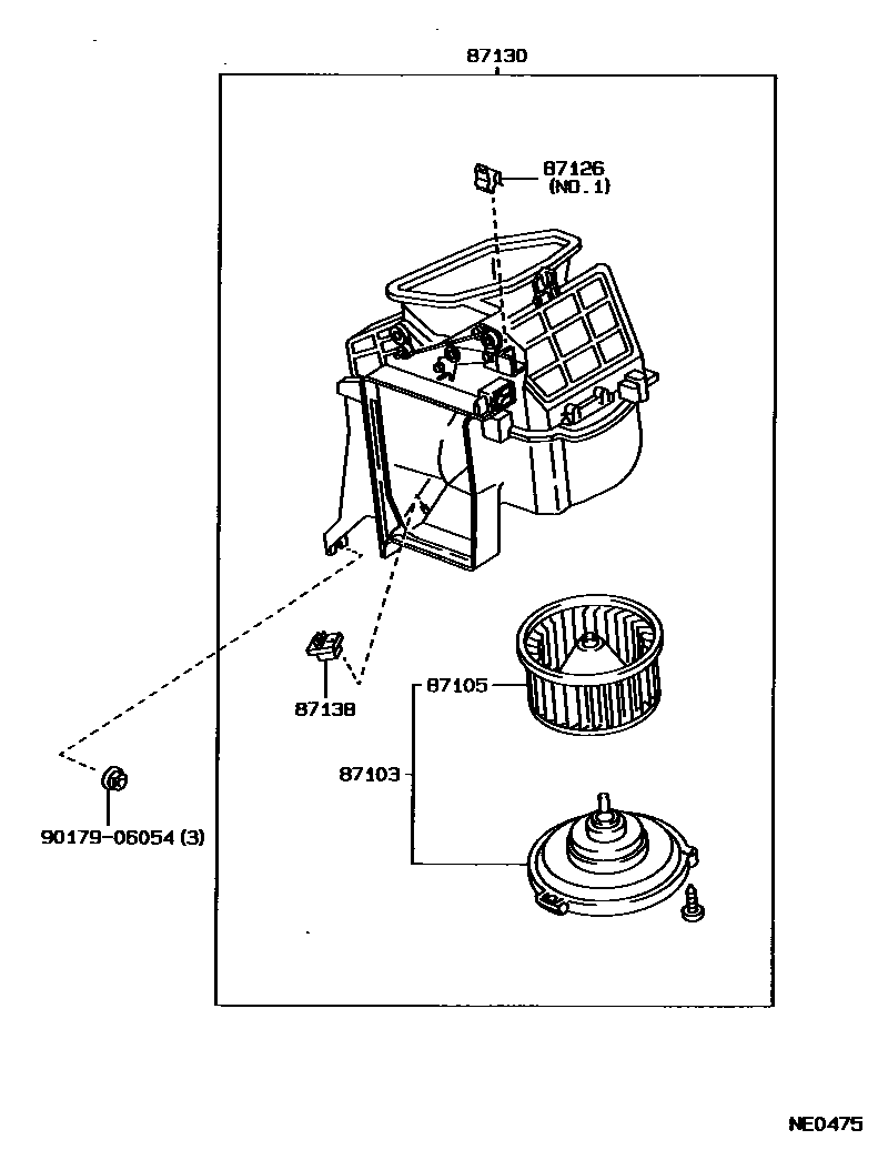 Toyota COROLLA 暖风和空调系统 - 加热装置和鼓风机 EPC diagram — NE0475