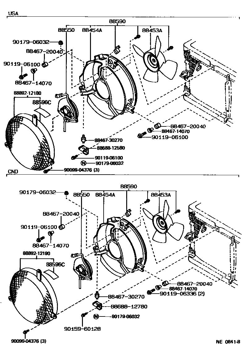 Toyota COROLLA Heating & Air Conditioning - Cooler Piping EPC diagram — NE0841B