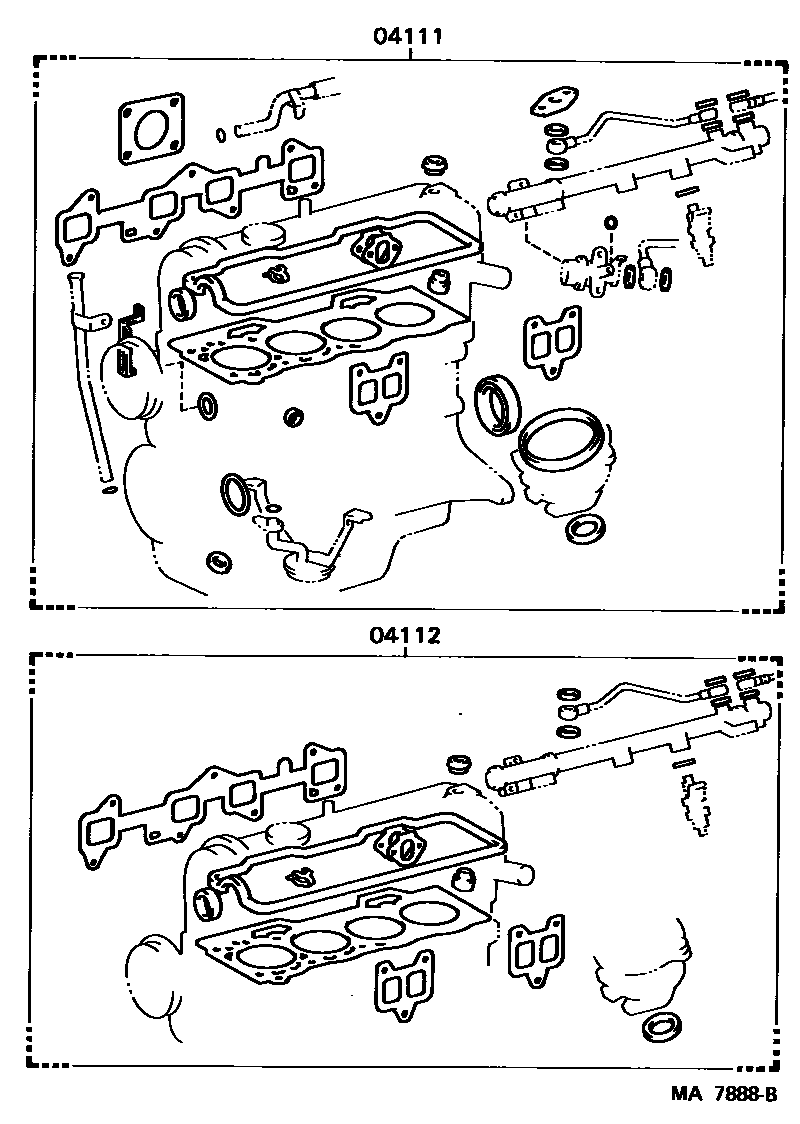 Toyota COROLLA Engine Overhaul Gasket Kit EPC diagram — MA7888B