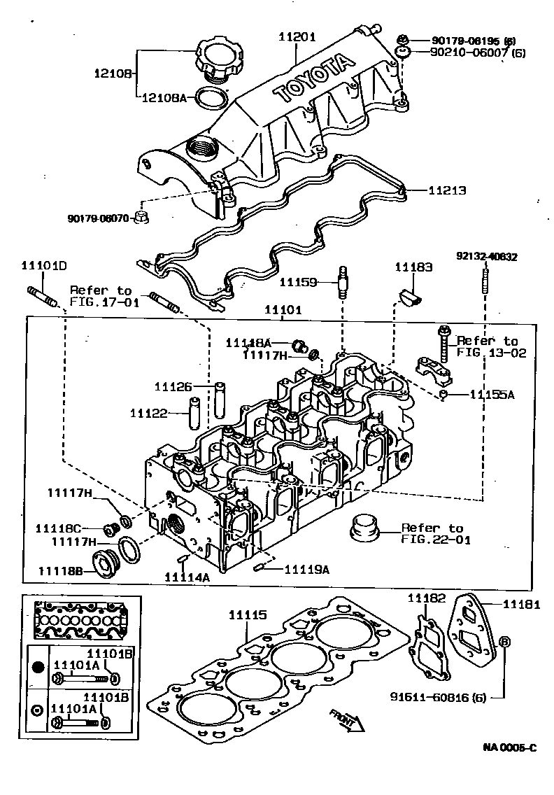 Toyota COROLLA Cylinder Head EPC diagram — NA0005C
