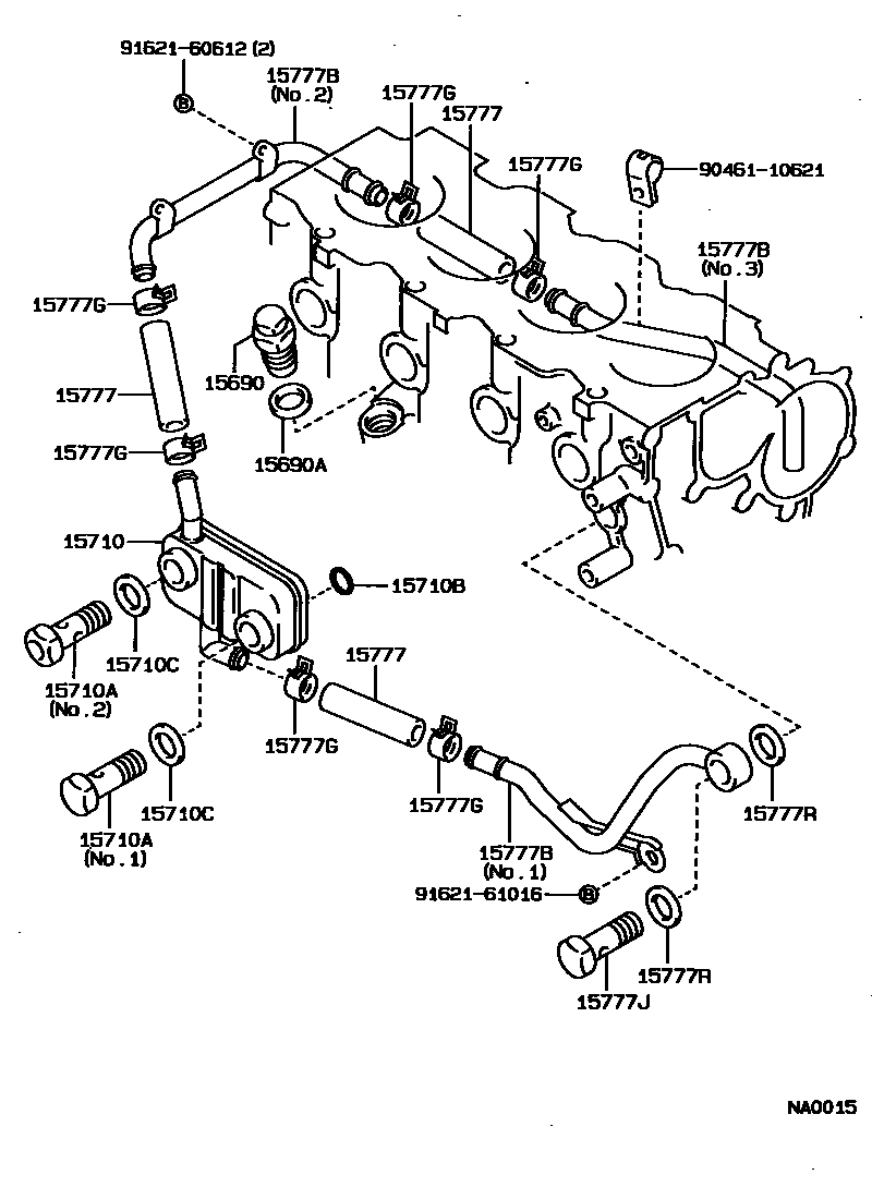 Toyota COROLLA Engine Oil Cooler EPC diagram — NA0015