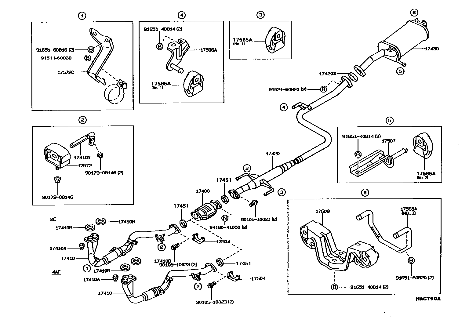 Toyota COROLLA Exhaust Pipe EPC diagram — MAC790A