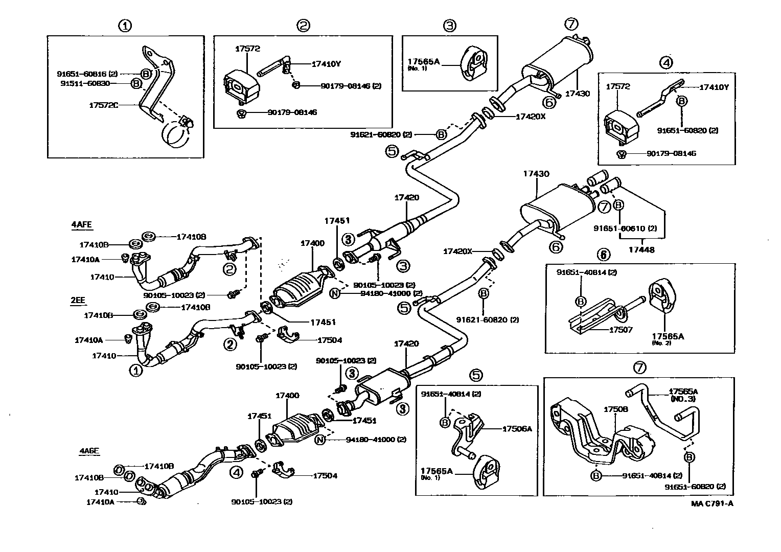 Toyota COROLLA Exhaust Pipe EPC diagram — MAC791A