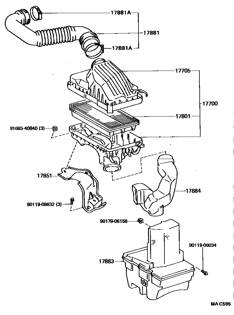 Toyota COROLLA Air Cleaner EPC diagram — MAC595