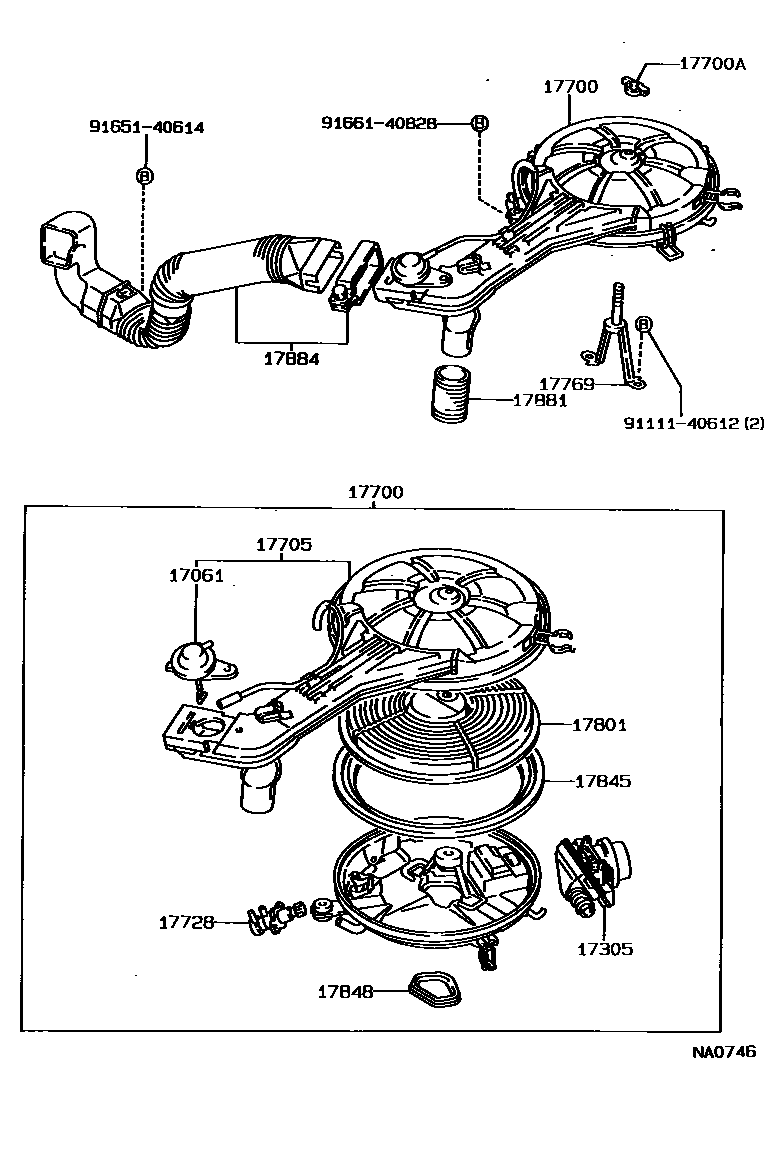 Toyota COROLLA Air Cleaner EPC diagram — NA0746