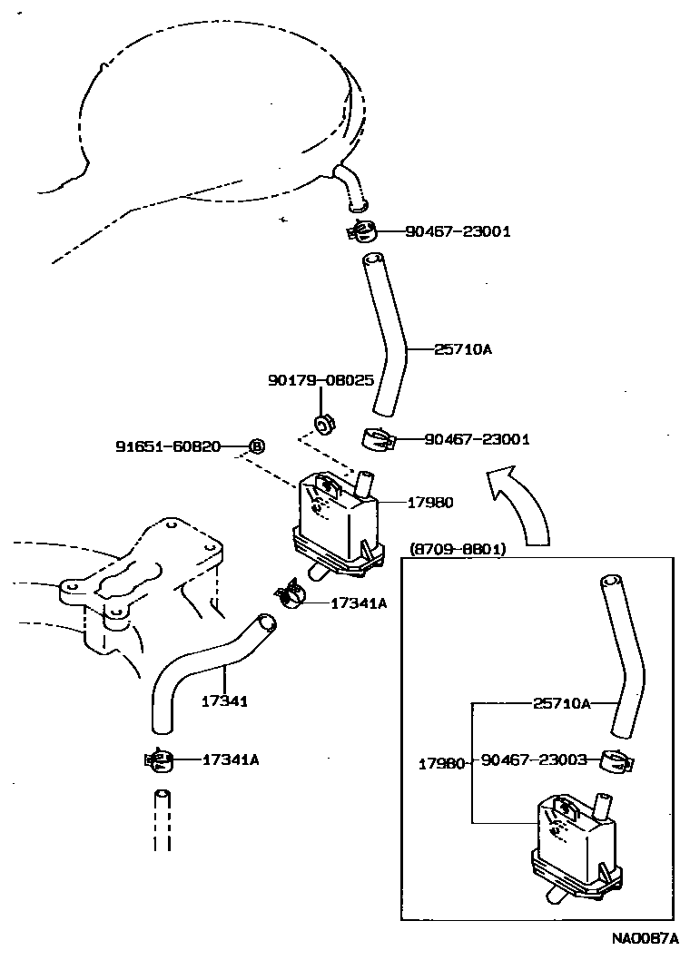 Toyota COROLLA 歧管喷气系统 EPC diagram — NA0087A