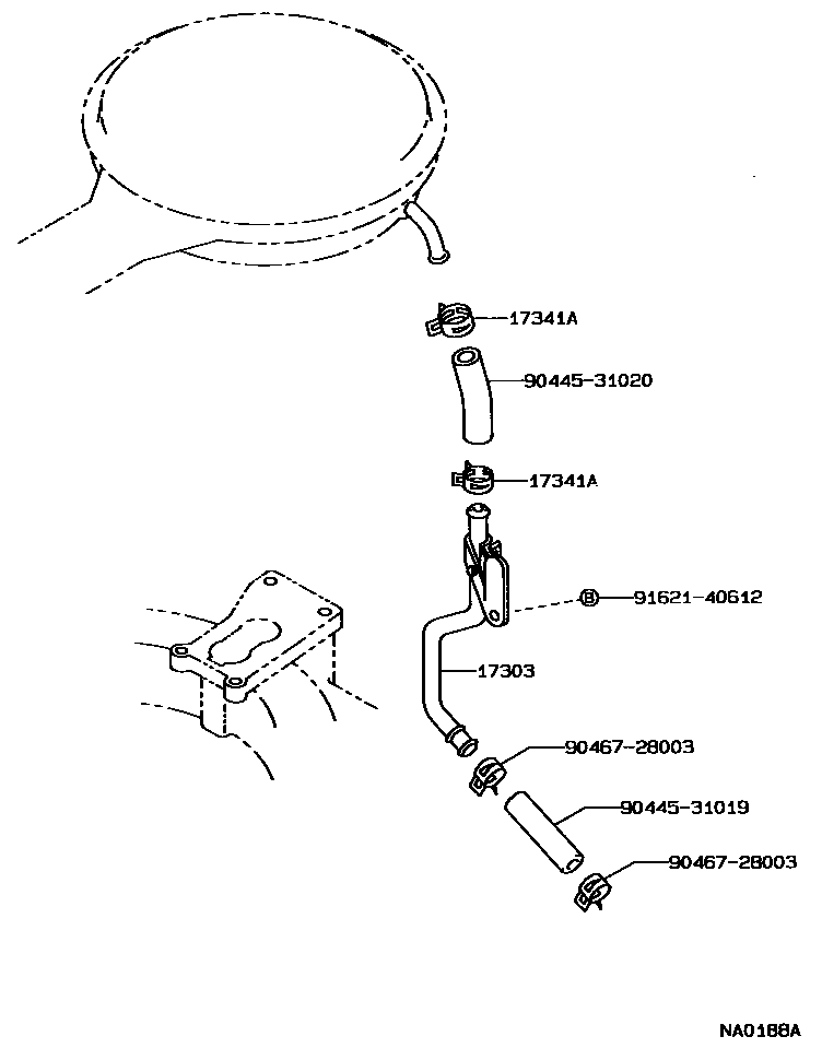 Toyota COROLLA 歧管喷气系统 EPC diagram — NA0188A