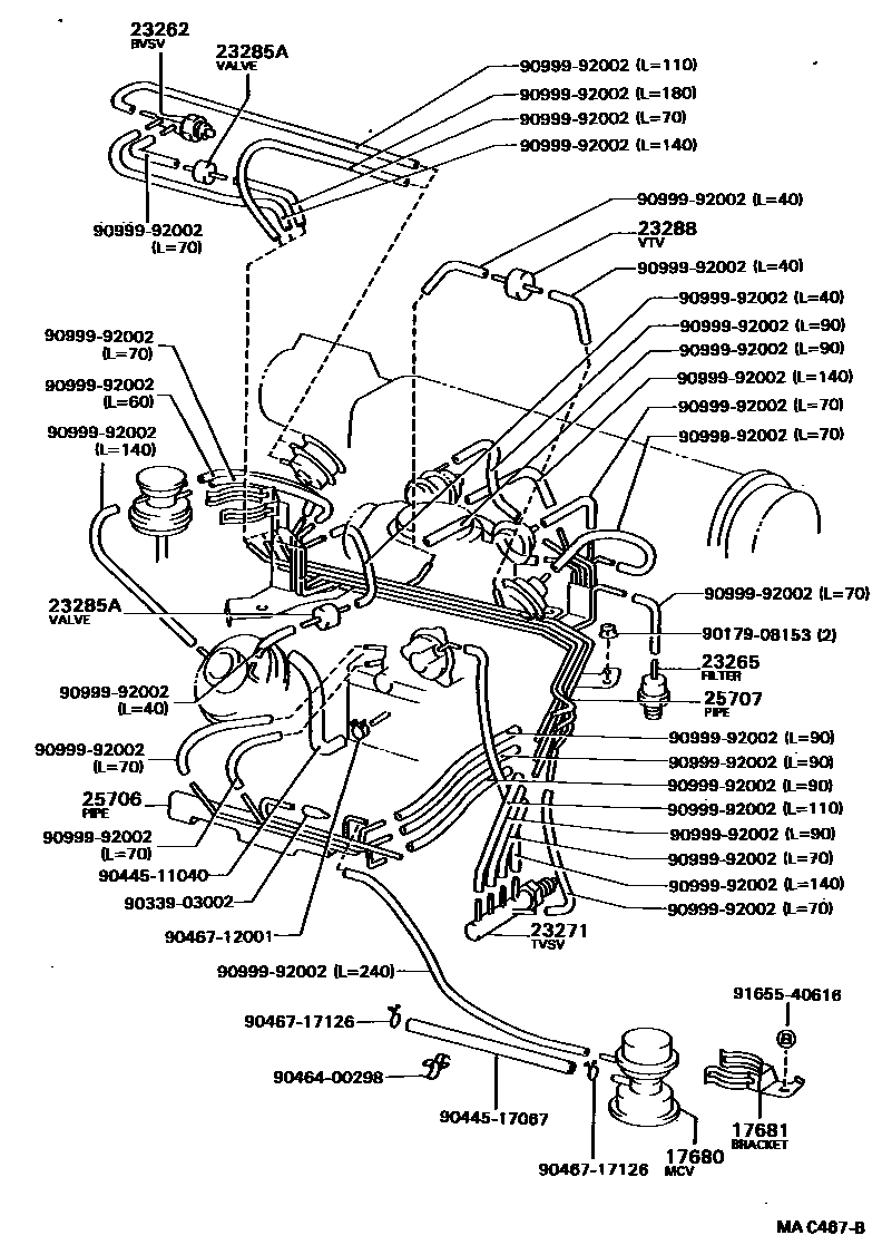 Toyota COROLLA vacuum tube EPC diagram — MAC467B