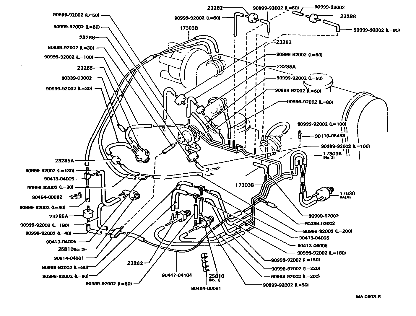 Toyota COROLLA vacuum tube EPC diagram — MAC603B