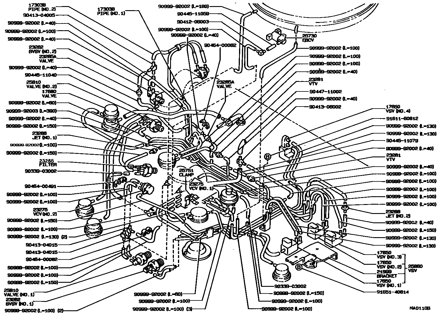 Toyota COROLLA vacuum tube EPC diagram — NA0110B