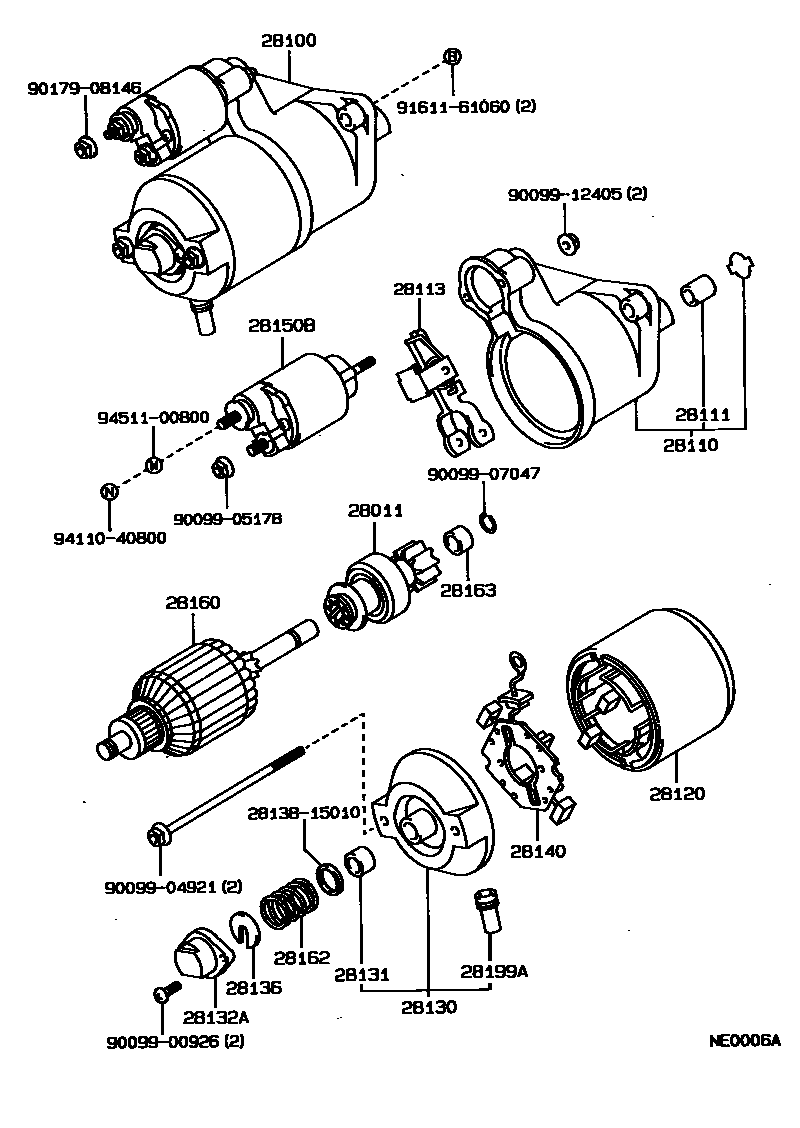 Toyota COROLLA 起动机 EPC diagram — NE0006A