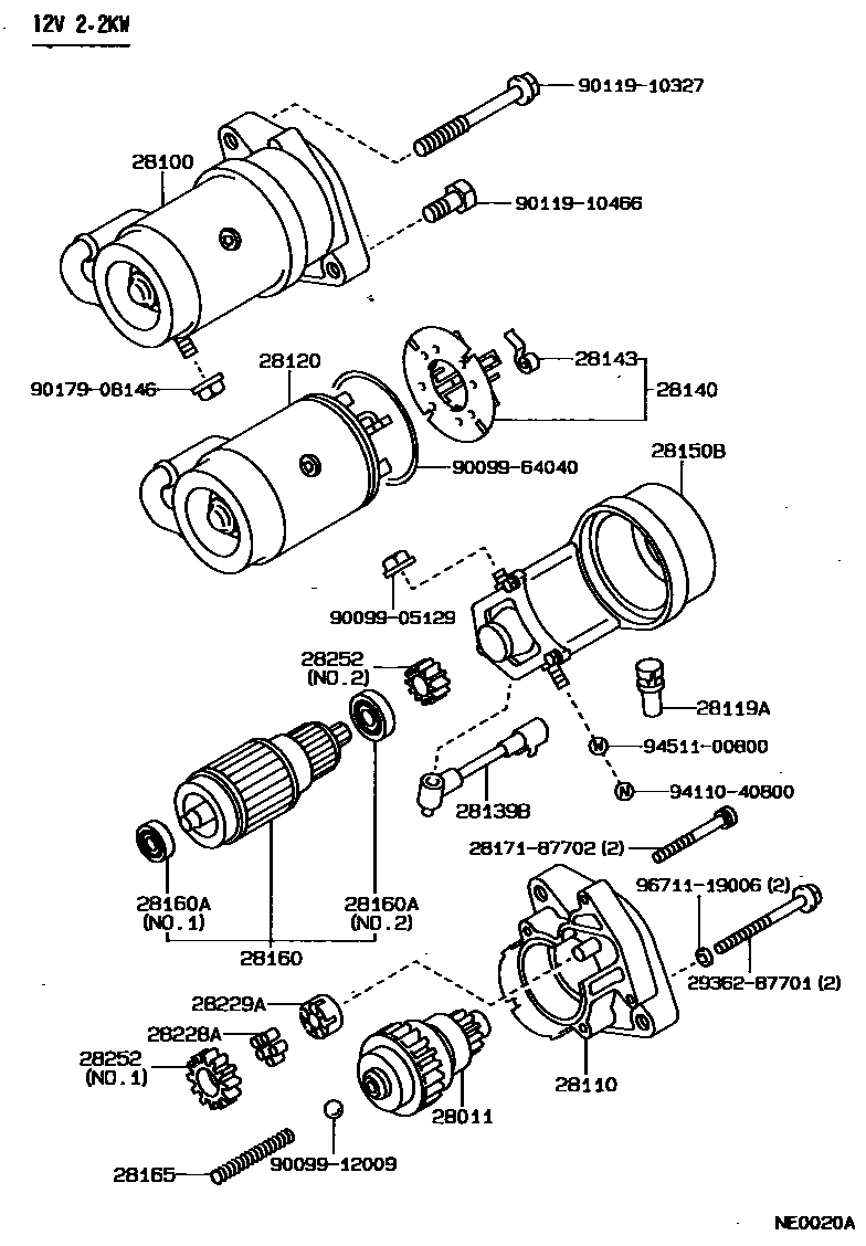 Toyota COROLLA 起动机 EPC diagram — NE0020A