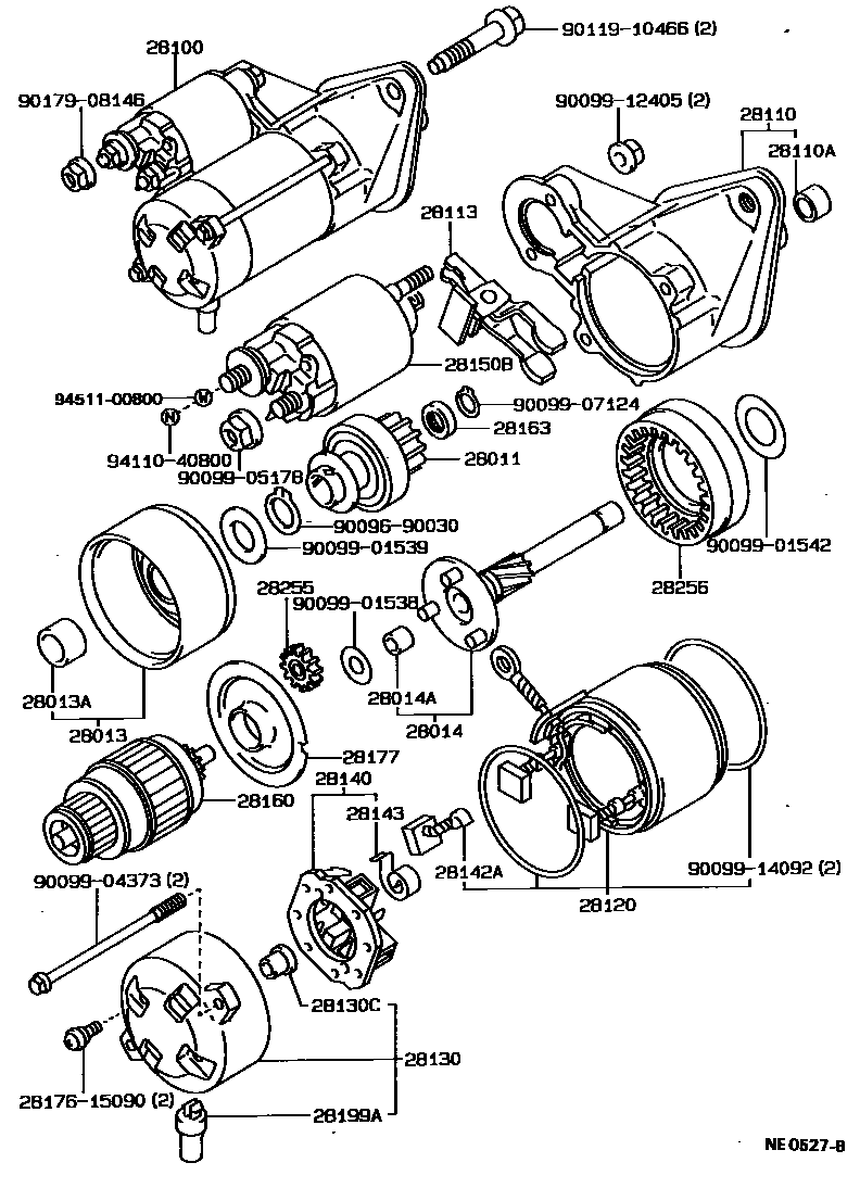 Toyota COROLLA 起动机 EPC diagram — NE0527B