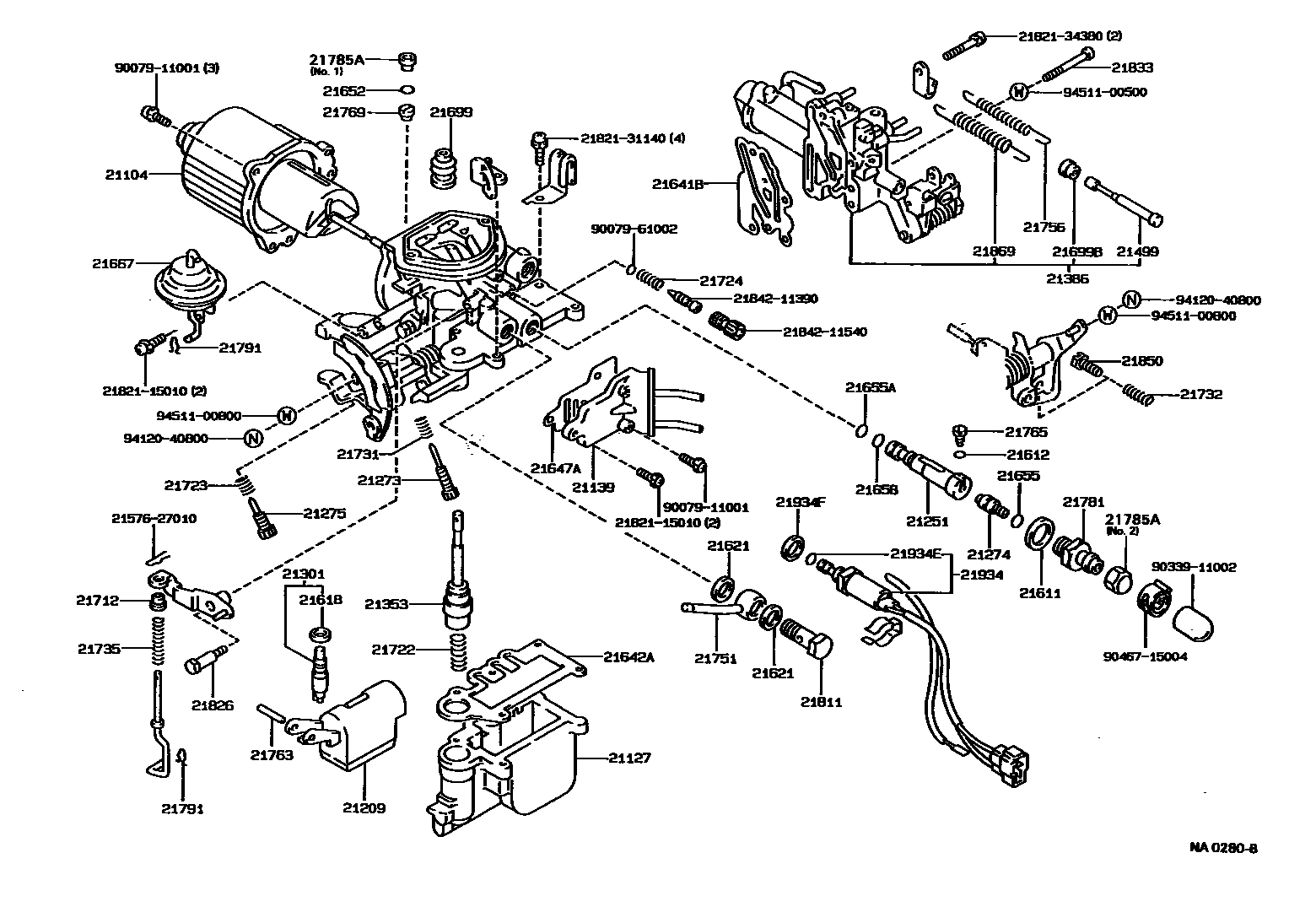 Toyota COROLLA 化油器 EPC diagram — NA0280B