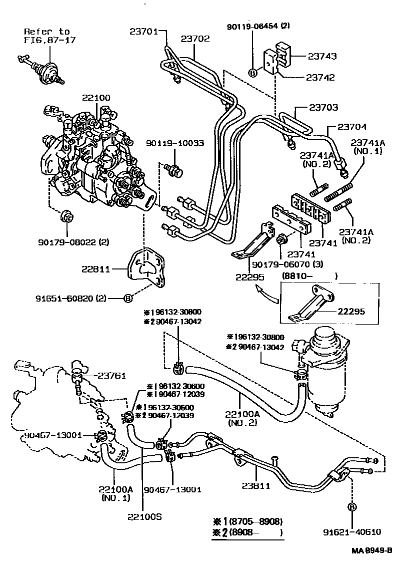 Toyota COROLLA 喷油泵总成 EPC diagram — MAB949B