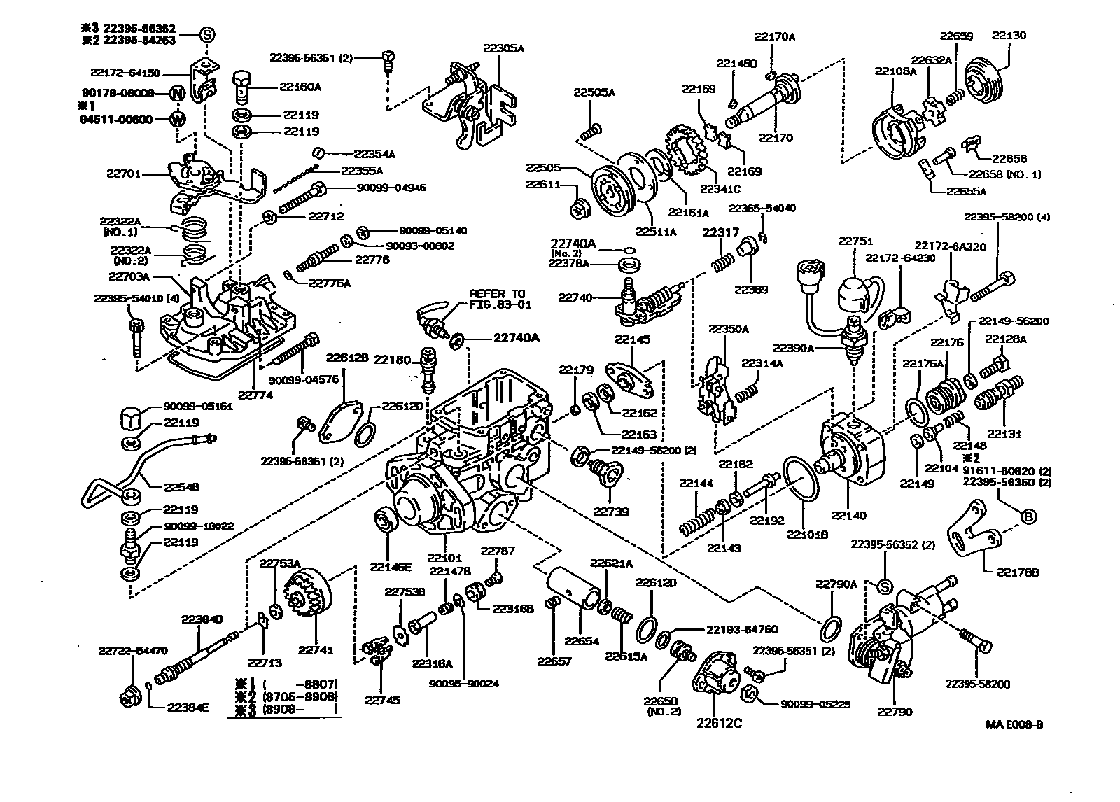 Toyota COROLLA 喷油泵体 EPC diagram — MAE008B
