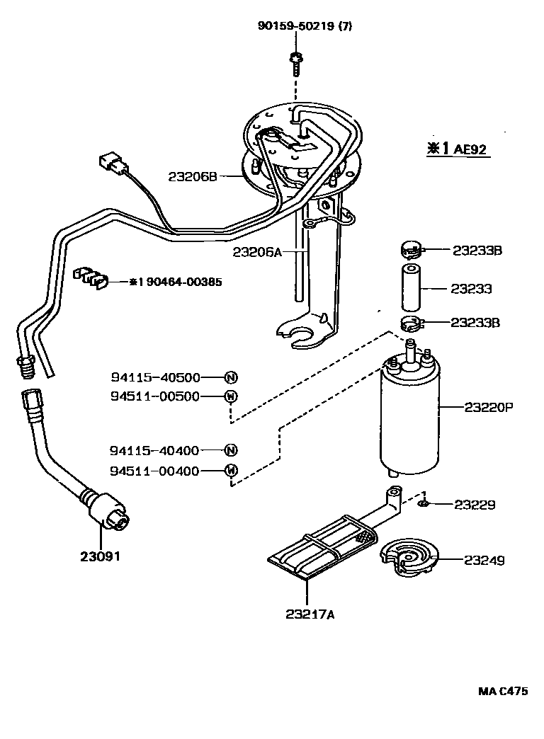 Toyota COROLLA 燃油喷射系统 EPC diagram — MAC475