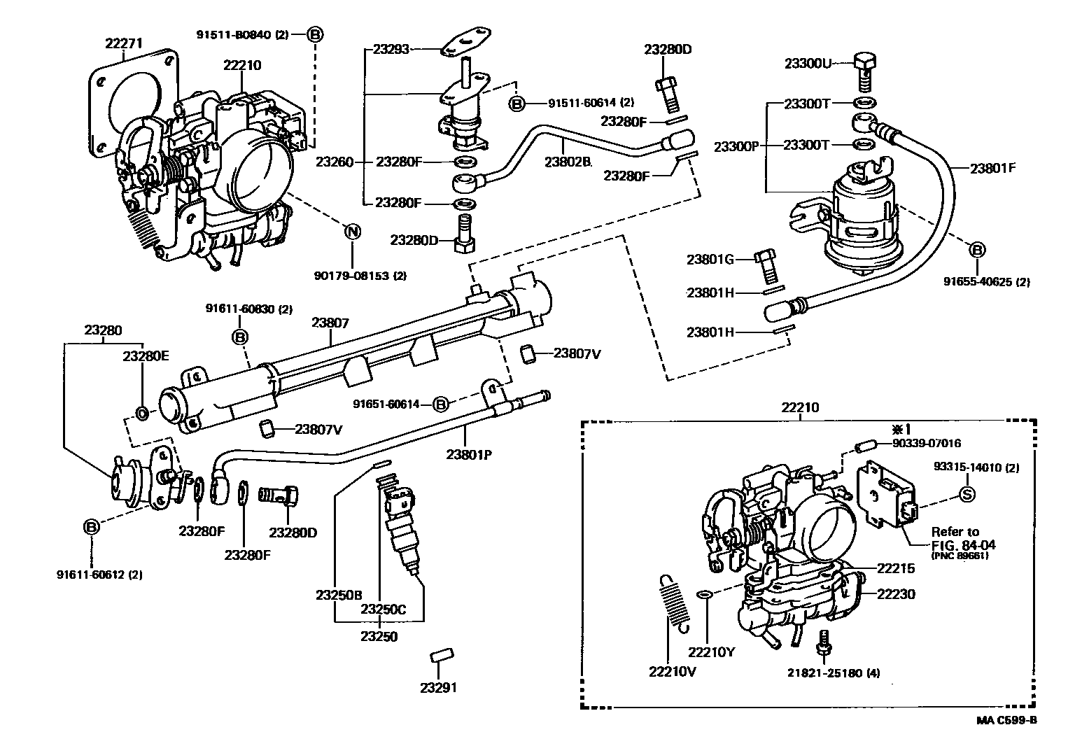 Toyota COROLLA 燃油喷射系统 EPC diagram — MAC599B