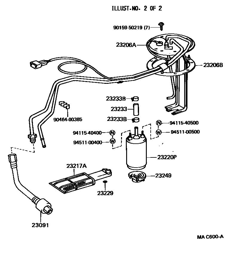 Toyota COROLLA 燃油喷射系统 EPC diagram — MAC600A