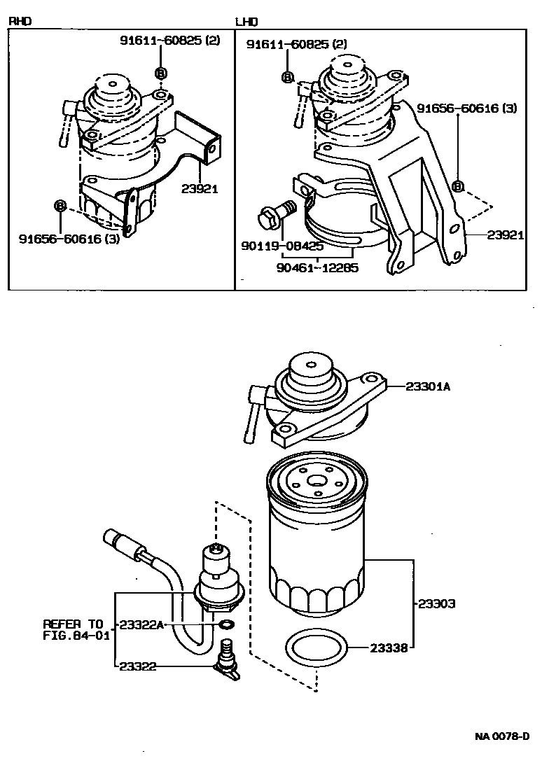 Toyota COROLLA fuel filter EPC diagram — NA0078D