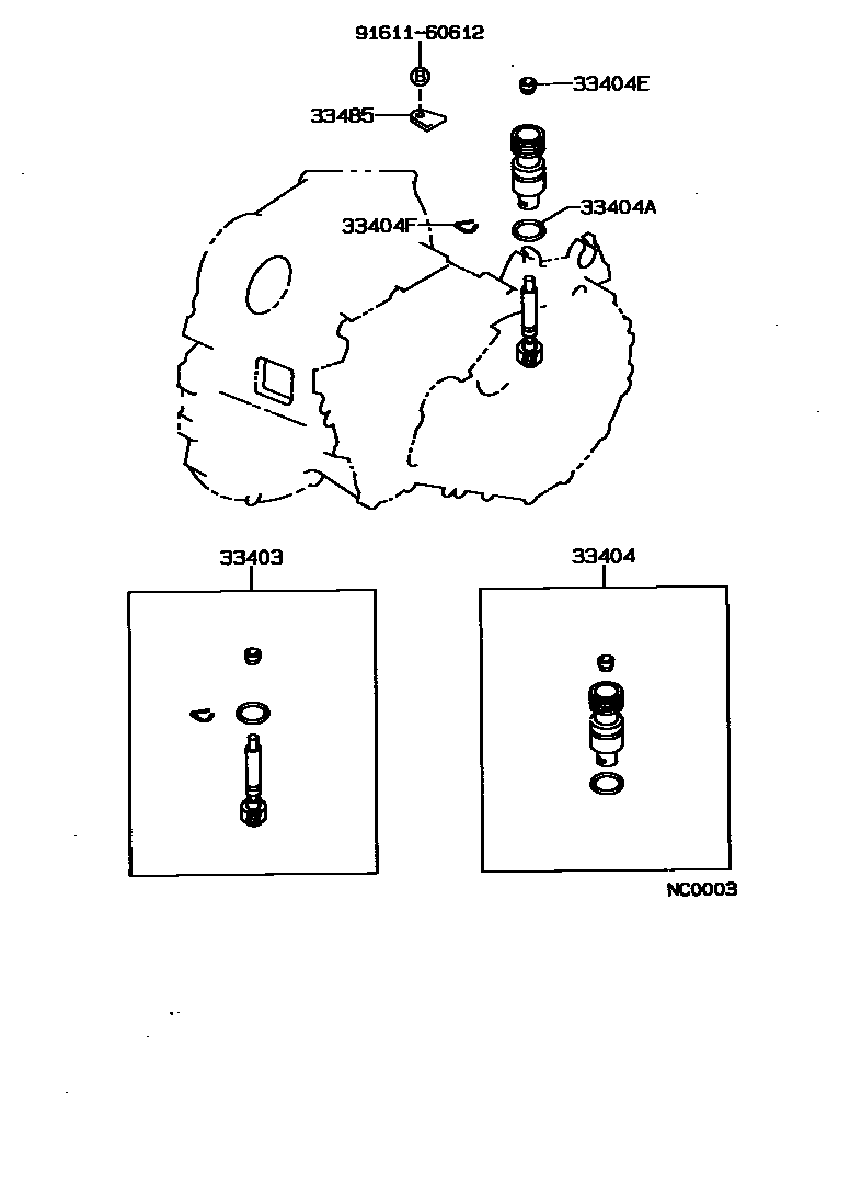Toyota COROLLA 速度表从动齿轮(MTM) EPC diagram — NC0003