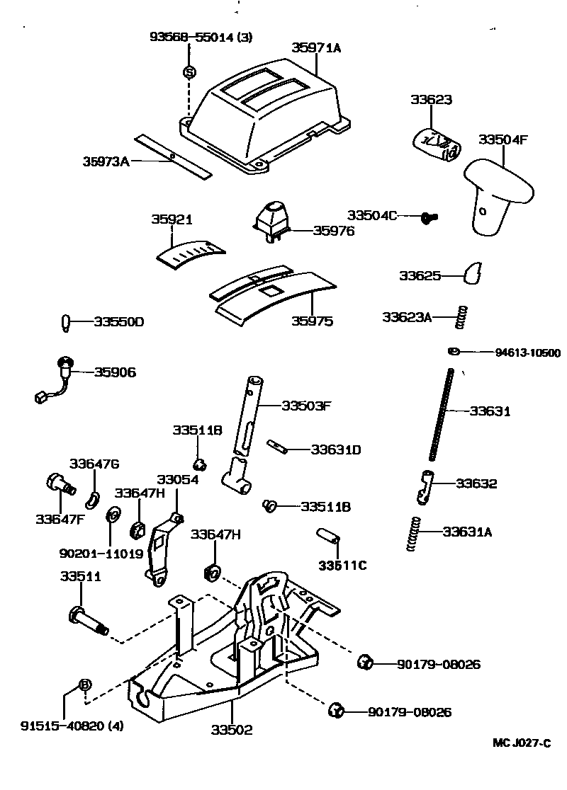 Toyota COROLLA Shift Lever & Retainer EPC diagram — MCJ027C