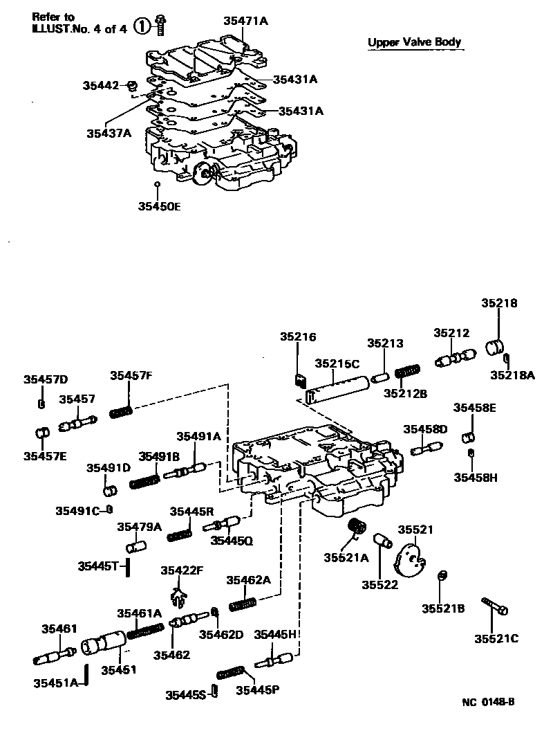 Toyota COROLLA 阀体和滤油网(ATM) EPC diagram — NC0148B