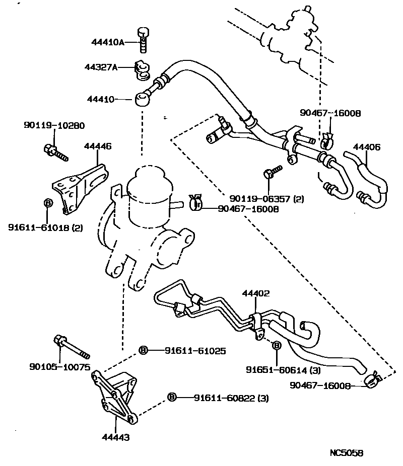 Toyota COROLLA 动力转向配管 EPC diagram — NC5058