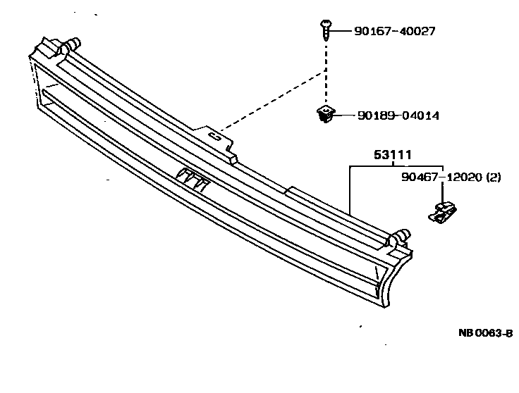 Toyota COROLLA radiator grille EPC diagram — NB0063B