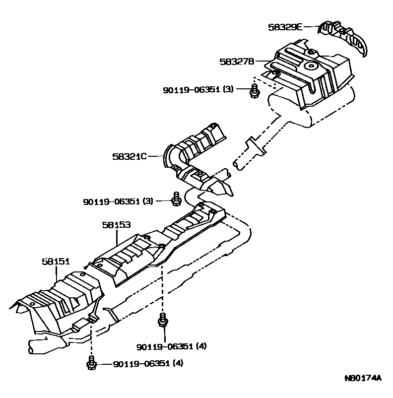 Toyota COROLLA 地板隔热垫 EPC diagram — NB0174A