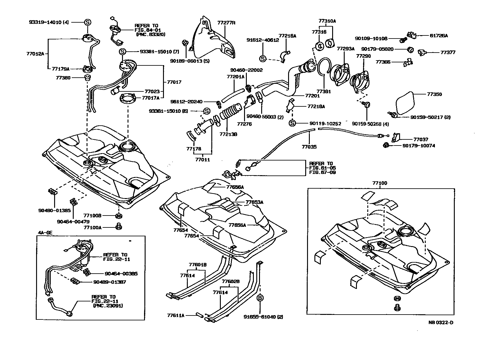 Toyota COROLLA 燃油箱和燃油管 EPC diagram — NB0322D