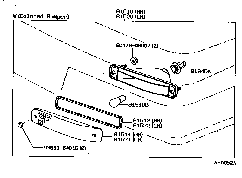 Toyota COROLLA 前转向灯 EPC diagram — NE0052A