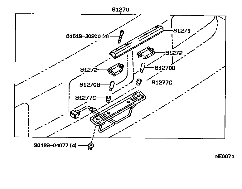 Toyota COROLLA 后牌照灯 EPC diagram — NE0071