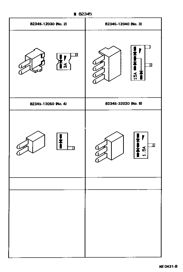 Toyota COROLLA 线束和卡夹 EPC diagram — NE0431B