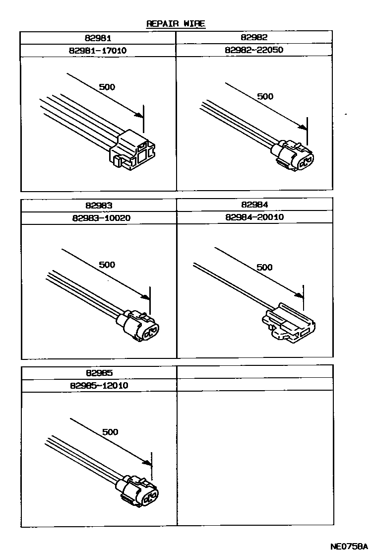 Toyota COROLLA 线束和卡夹 EPC diagram — NE0758A