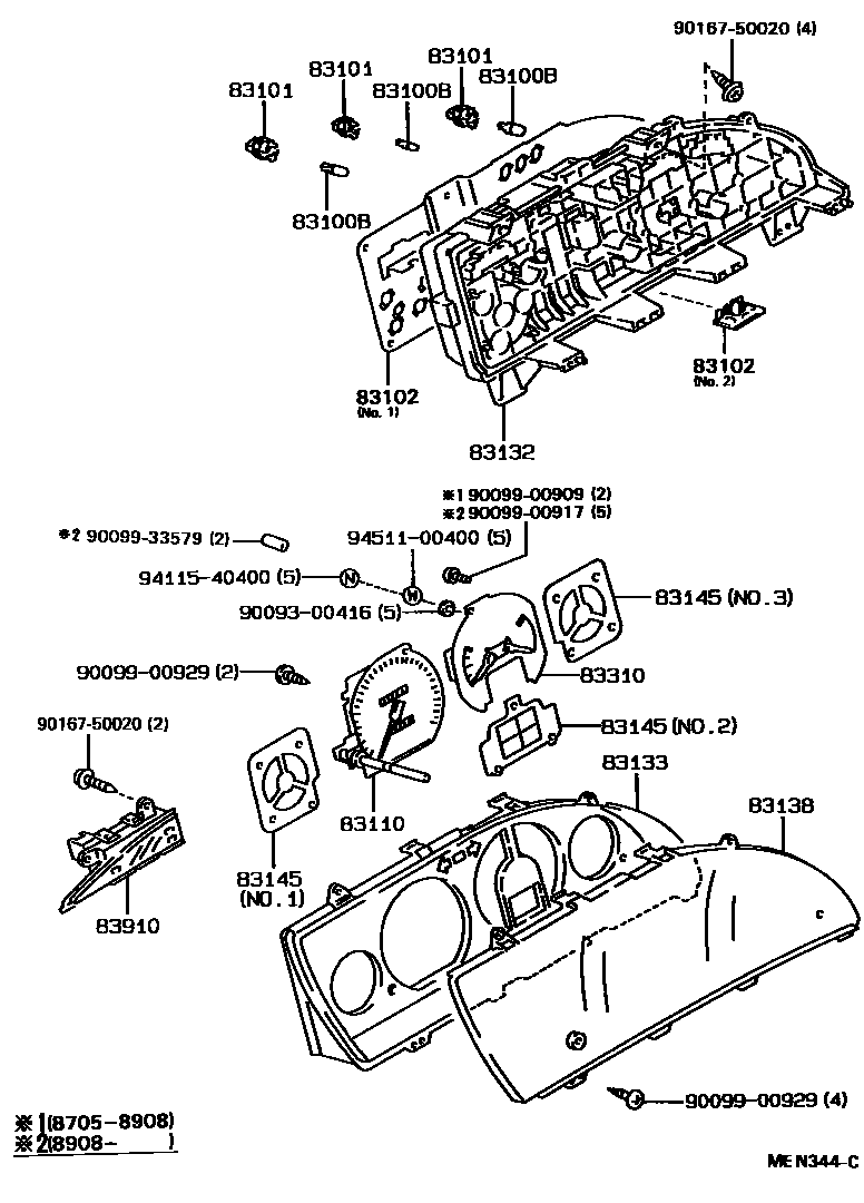 Toyota COROLLA 仪表 EPC diagram — MEN344C