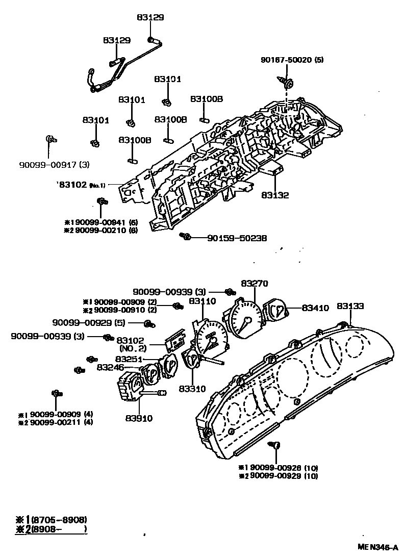 Toyota COROLLA 仪表 EPC diagram — MEN346A