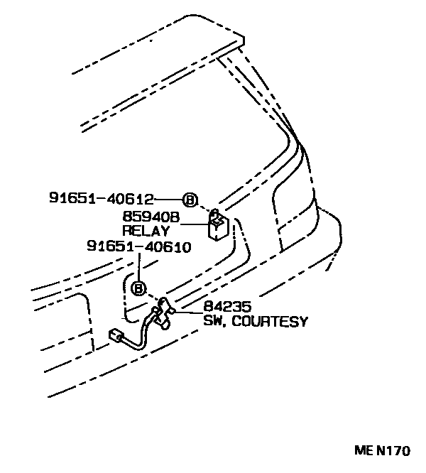 Toyota COROLLA 开关和继电器和ECU EPC diagram — MEN170
