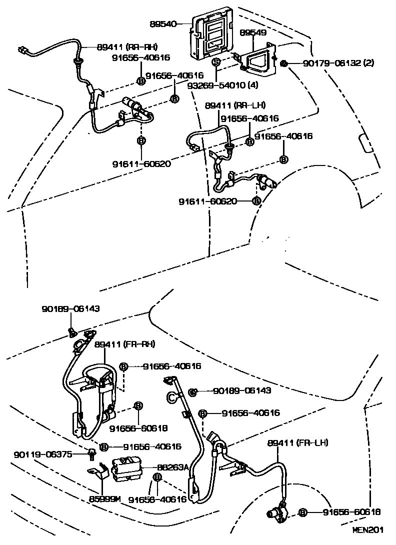 Toyota COROLLA ABS 和 VSC EPC diagram — MEN201