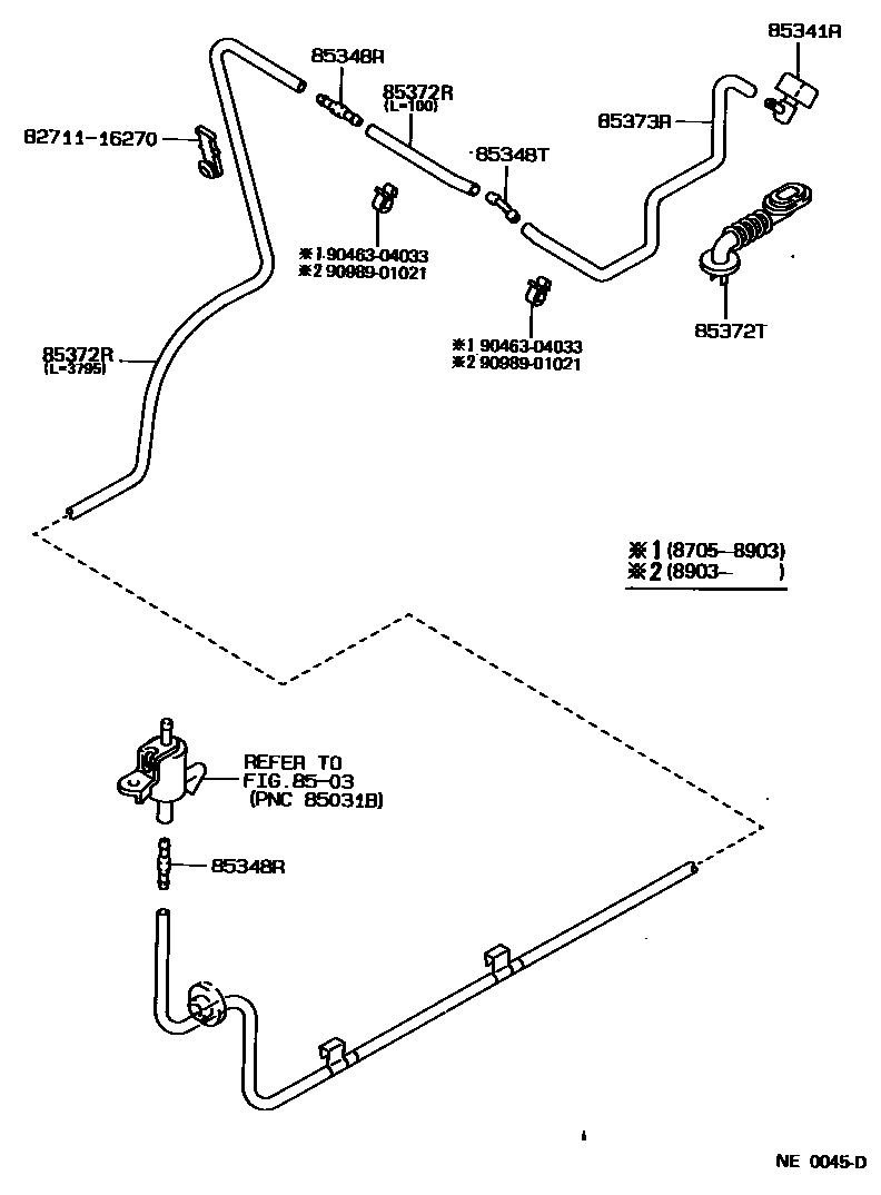 Toyota COROLLA 后清洗器 EPC diagram — NE0045D