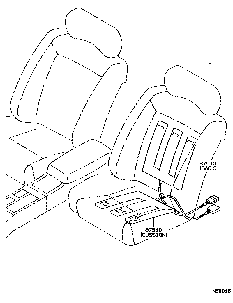 Toyota COROLLA 座椅电机和座椅加热器 EPC diagram — NE0016