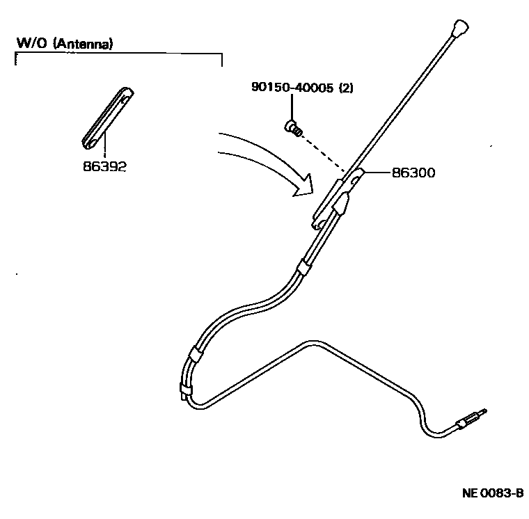 Toyota COROLLA antenna EPC diagram — NE0083B
