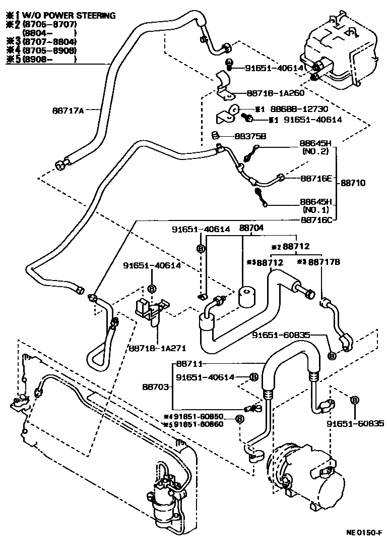 Toyota COROLLA Heating & Air Conditioning - Cooler Piping EPC diagram — NE0150F