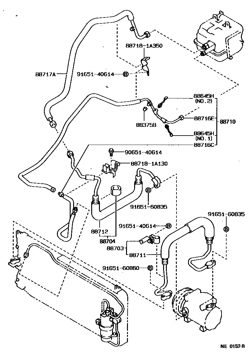 Toyota COROLLA Heating & Air Conditioning - Cooler Piping EPC diagram — NE0152B