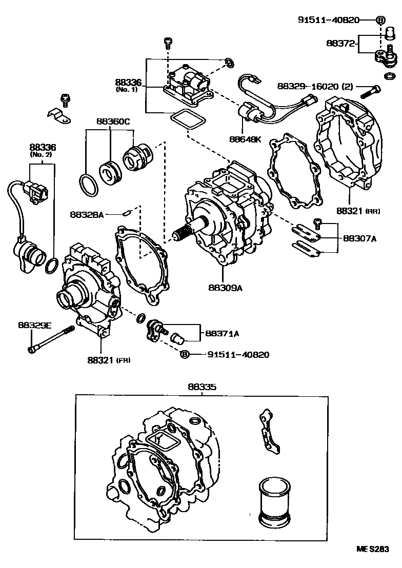 Toyota COROLLA Heating & Air Conditioning - Compressor EPC diagram — MES283