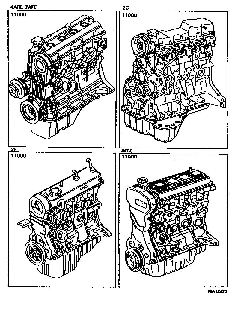 Toyota COROLLA Partial Engine Assembly EPC diagram — MAG232
