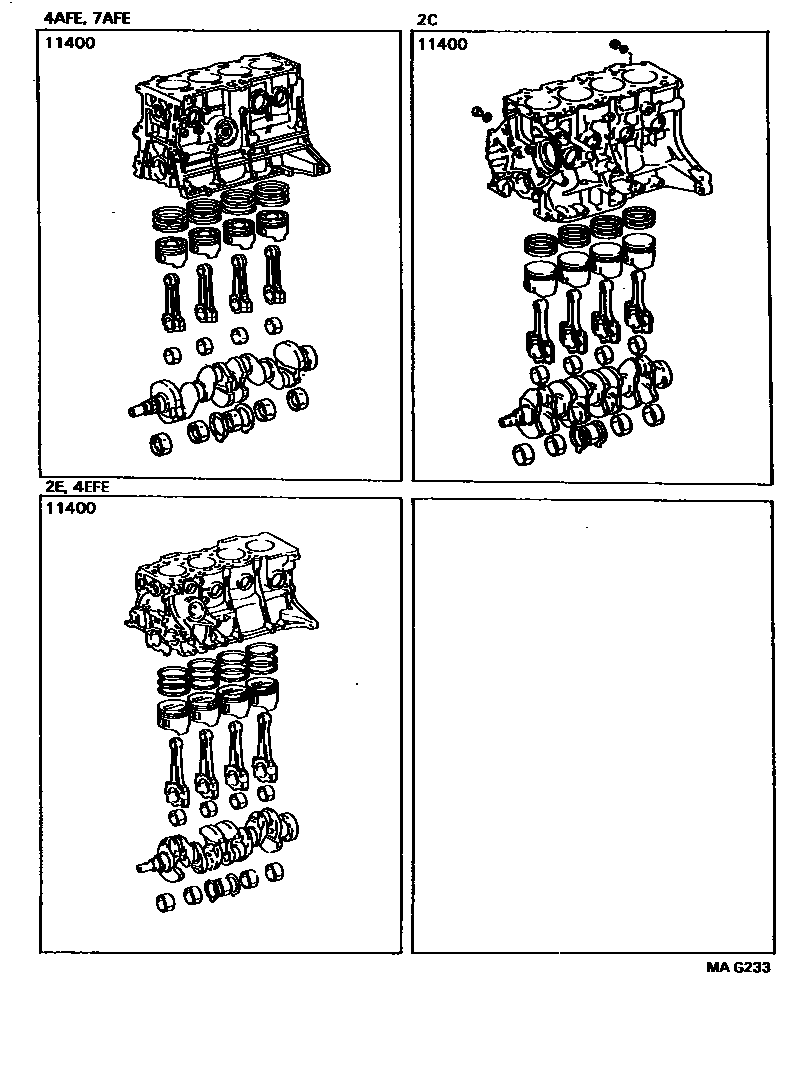 Toyota COROLLA Short Block Assembly EPC diagram — MAG233
