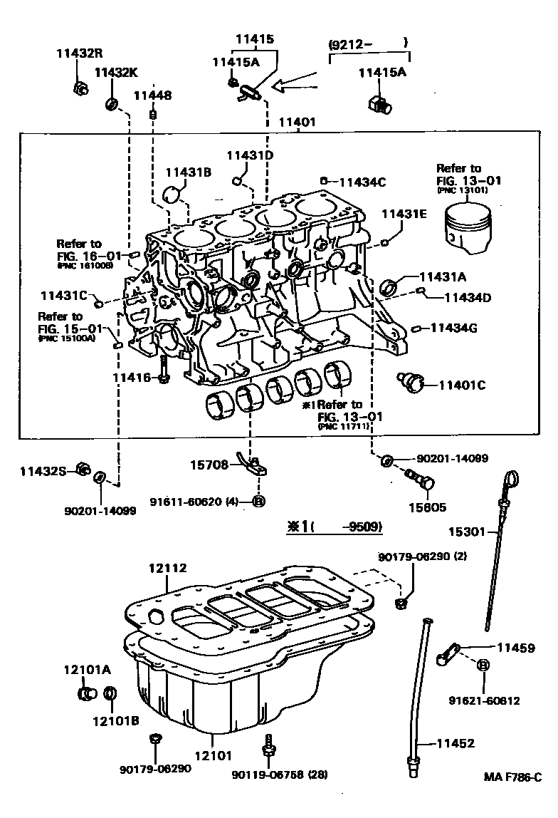 Toyota COROLLA Cylinder Block EPC diagram — MAF786C