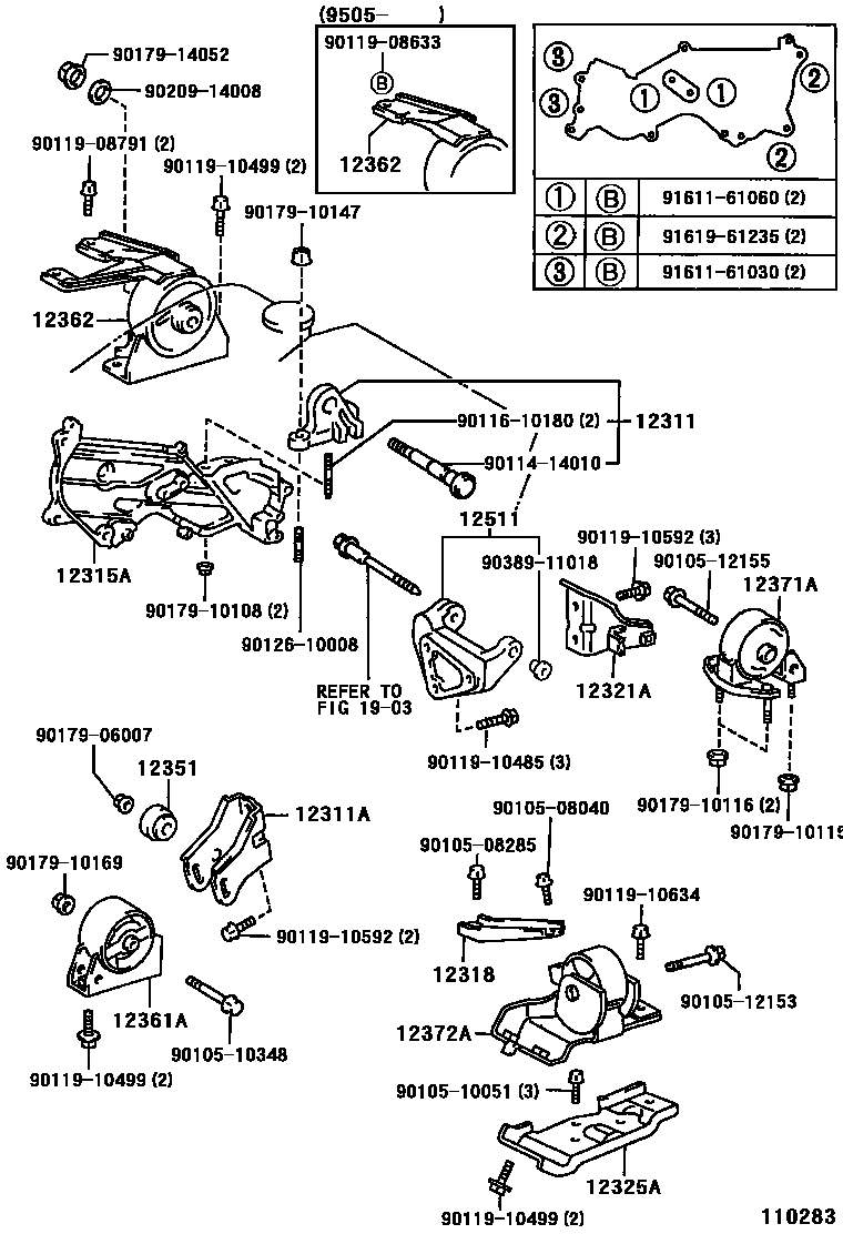 Toyota COROLLA Engine Mounting EPC diagram — 110283