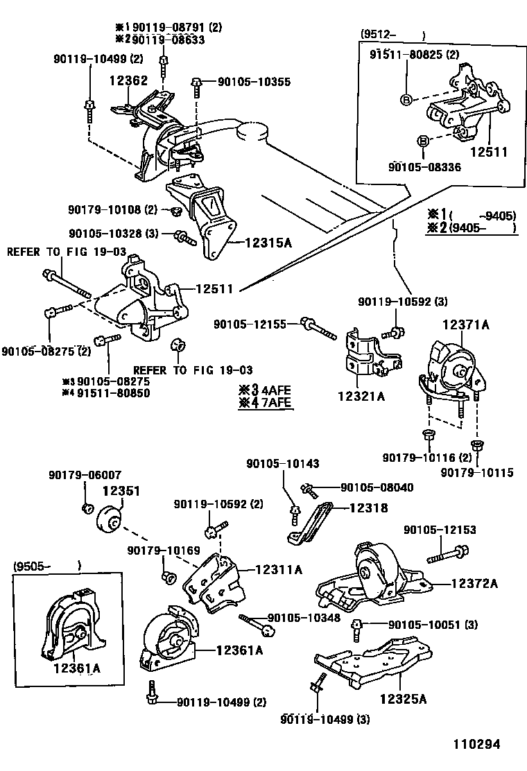 Toyota COROLLA Engine Mounting EPC diagram — 110294